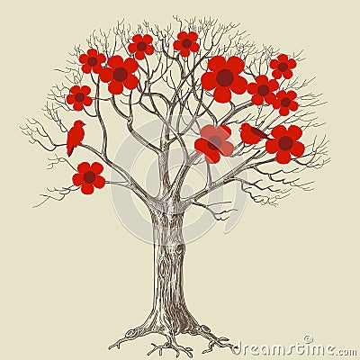 Love tree Vector Illustration