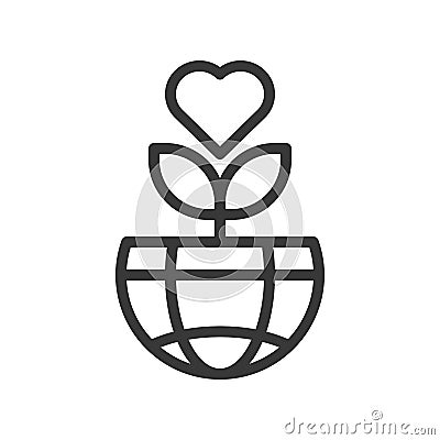 Love tree on Globe or planet earth icon design Vector Illustration