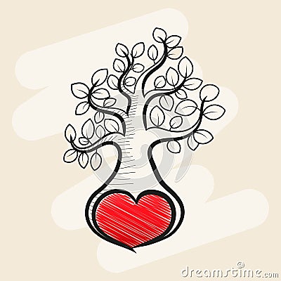 Love tree with heart leaves Vector Illustration