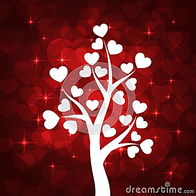 Love tree with heart leaves Vector Illustration