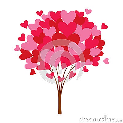 Love tree with heart leaves, vector Vector Illustration