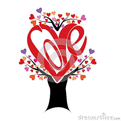 Love tree with heart leaves Vector Illustration