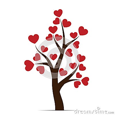 Love tree with heart leaves Vector Illustration