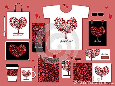 Love tree, heart shape. Concept art for wedding, valentine. Creative ideas for cards, banner, web, promotional materials Vector Illustration