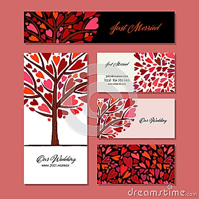 Love tree, heart shape. Concept art for wedding, valentine. Creative ideas for cards, banner, web, promotional materials Vector Illustration