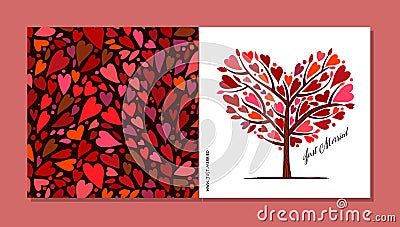 Love tree, heart shape. Concept art for wedding, valentine. Creative ideas for cards, banner, web, promotional materials Vector Illustration