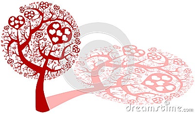 Love tree with hearts Stock Photo