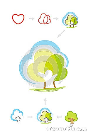 Love & Tree LOGO Vector Illustration