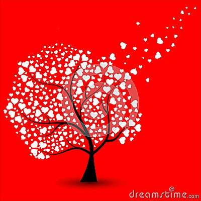 Love tree with strong hearts Stock Photo