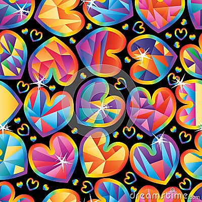 Love triangle cut rainbow stroke seamless pattern Vector Illustration