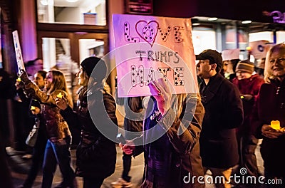 Love Trumps Hate Protest March - New York Editorial Stock Photo