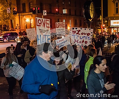 Love Trumps Hate Protest March - Saratoga Springs, NY Editorial Stock Photo