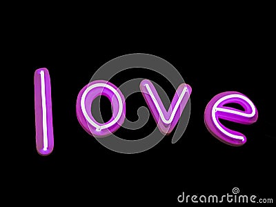 Love Type neon sign lighting Pink colour Stock Photo