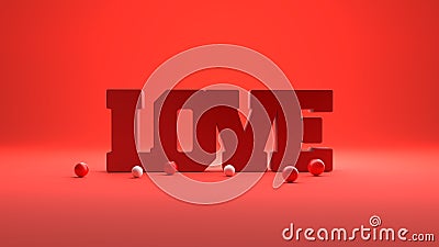 Love typography background. 3d Illustration Stock Photo