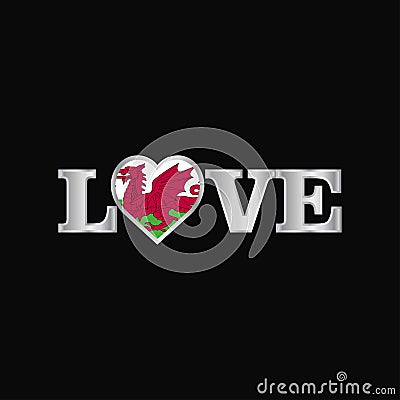 Love typography with Wales flag design vector Vector Illustration