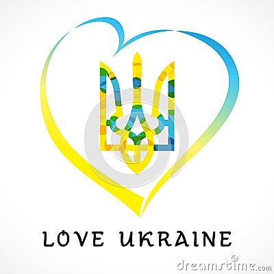 Love Ukraine emblem colored Vector Illustration