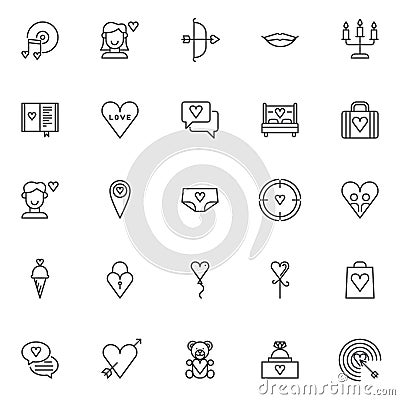 Love universal outline icons set Vector Illustration