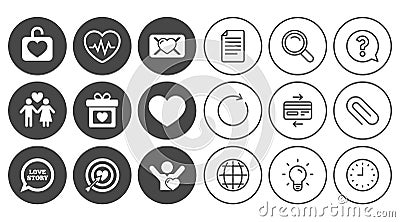 Love, valentine day icons. Target with heart. Vector Illustration