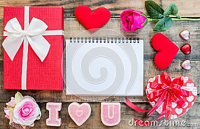 Love Valentine flatlay with copy space Stock Photo