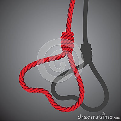 Love valentine heart shaped from noose of rope Vector Illustration