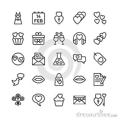 Love and Valentine Line Vector Icons 7 Stock Photo