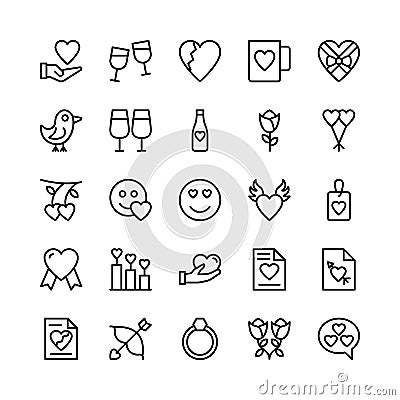 Love and Valentine Line Vector Icons 12 Stock Photo