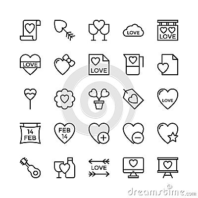 Love and Valentine Line Vector Icons 17 Stock Photo