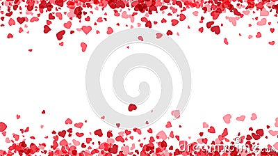 Love valentine`s background with pink falling hearts over white Vector Illustration
