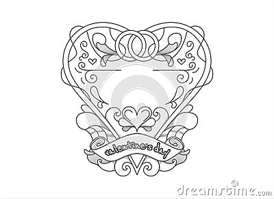 Love valentine symbol with ornaments Vector Illustration