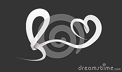 love and valentines day. White Hearts ribbon Grey background 3d illustraion Stock Photo