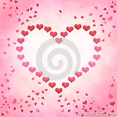 Love Valentines pink Watercolor Background Hearts Stock Photo