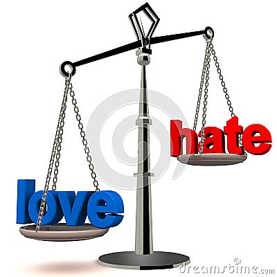 Love versus hate Stock Photo