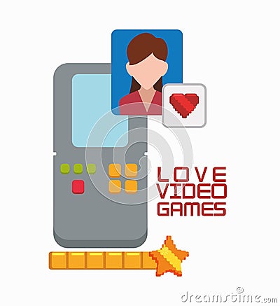 Love video game portable girl character Vector Illustration