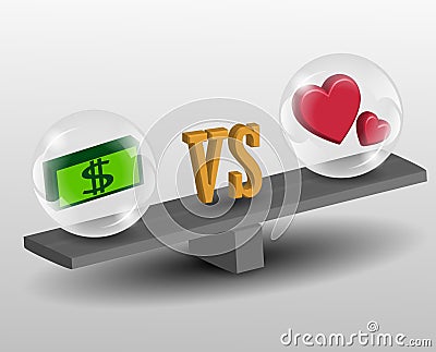 Love vs money Vector Illustration