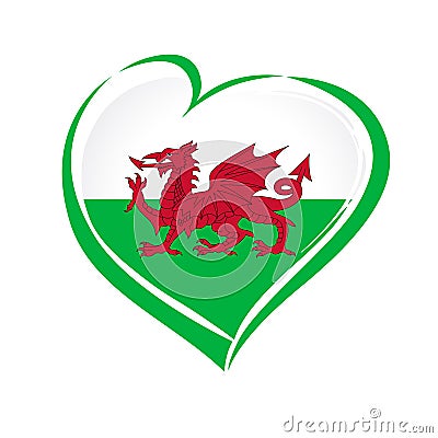 Love Wales flag emblem Vector Illustration