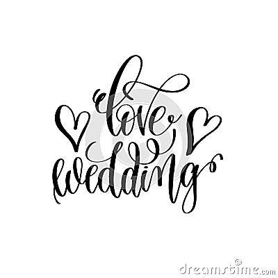 Love wedding hand lettering romantic quote Vector Illustration