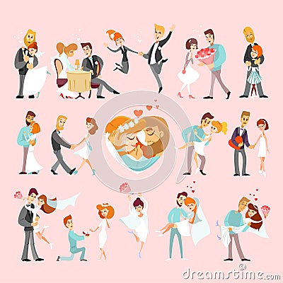 Love and wedding stories collection Vector Illustration