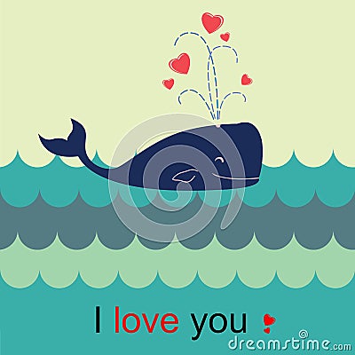 Love whale Vector Illustration