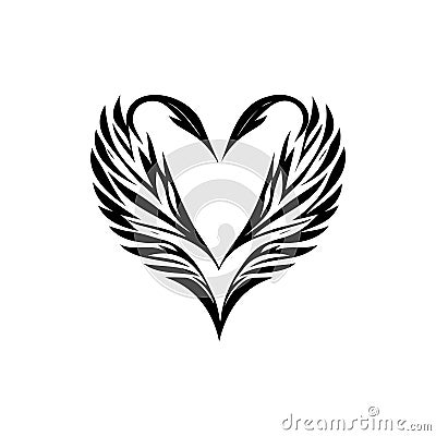 Love wing Icon hand draw black colour world humanitarian day logo symbol perfect Vector Illustration