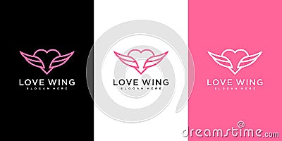 Love wing logo vector design line style Vector Illustration