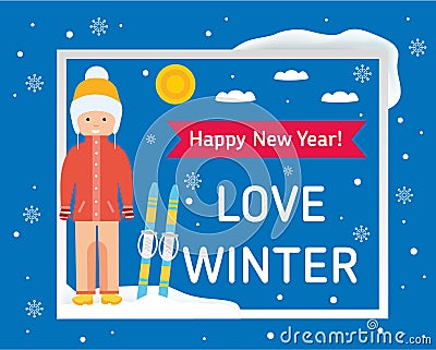 Love winter card. Vector Illustration