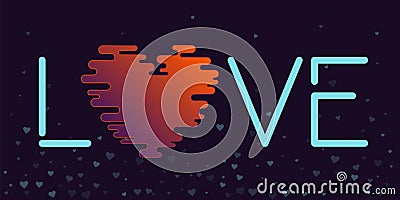 Love word cosmic valentine card. Vector Illustration