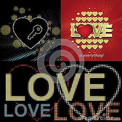 Love word design, valentine card Vector Illustration