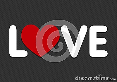 Love word with heart icon Vector Illustration