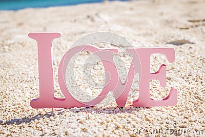 Love word on natural tropical background Stock Photo