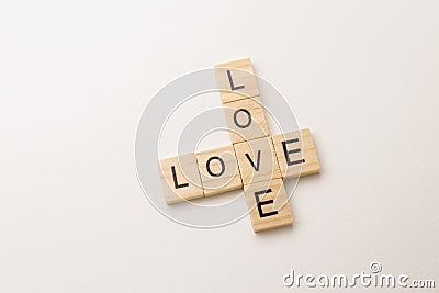 Love crossword on white space Stock Photo