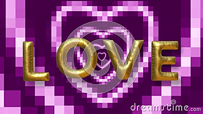 love word on pink heart shape Cartoon Illustration