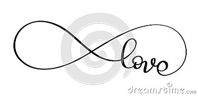 Love word In the sign of infinity. Vector calligraphy and lettering EPS10 Vector Illustration