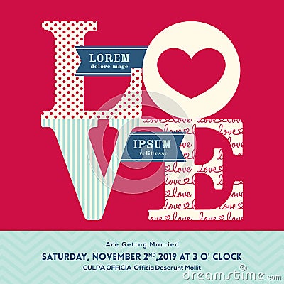 LOVE word wedding invitation Vector Illustration