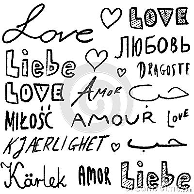 Love words languages Vector Illustration